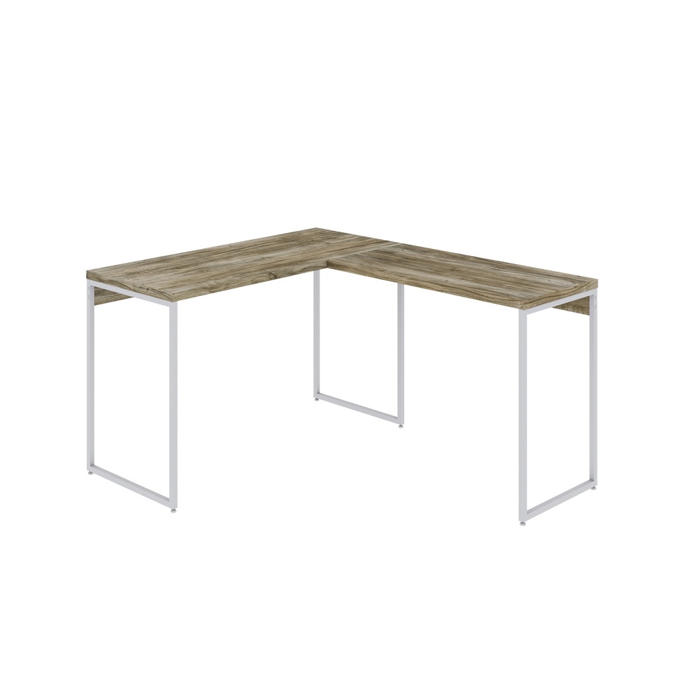 Mesa de Escritório em L Studio Carvalho e Branca 120x140 cm