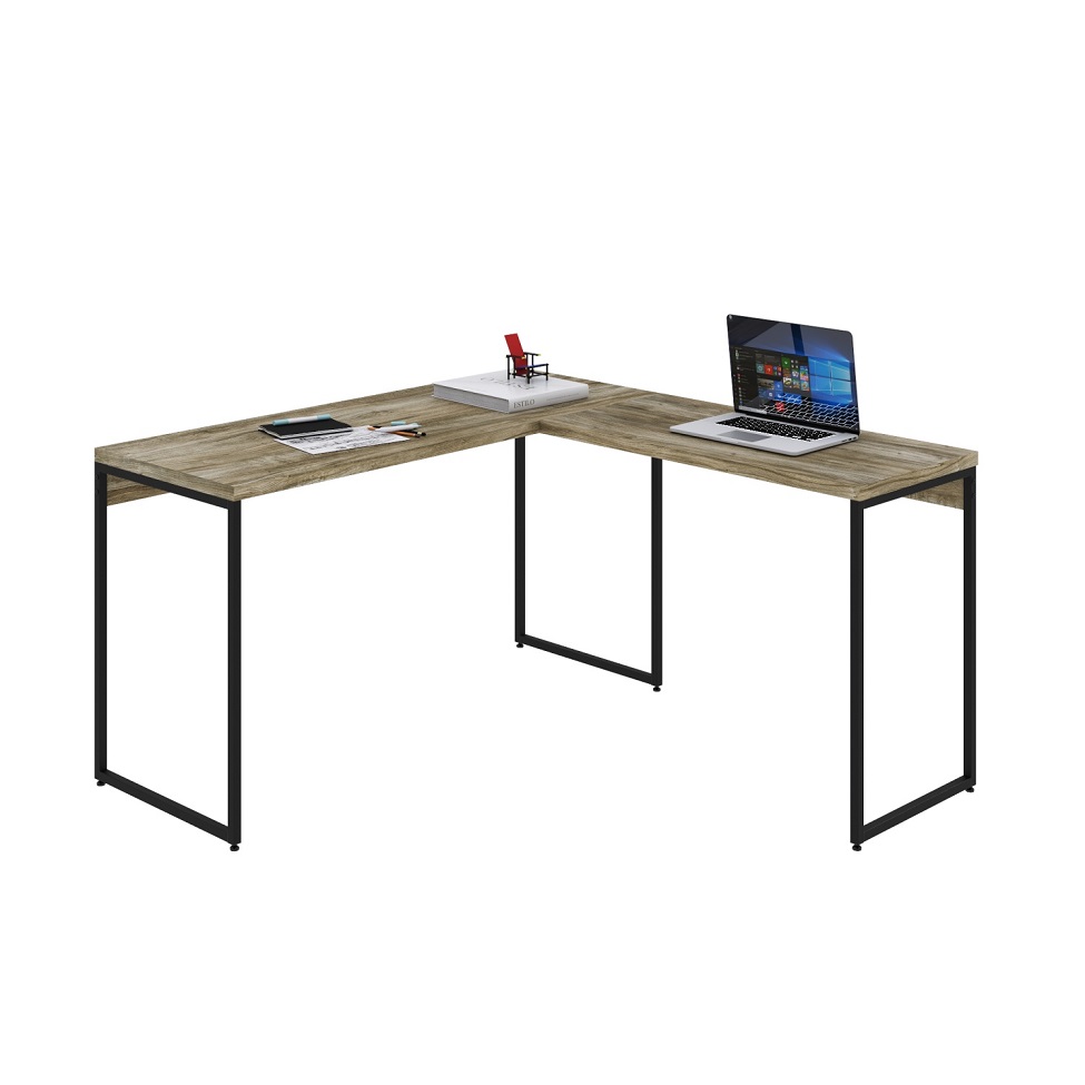 Mesa de Escritório em L Studio Carvalho e Preta 135x140 cm