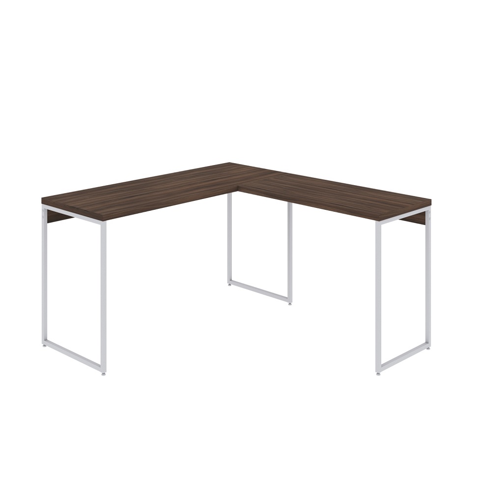 Mesa de Escritório em L Studio Nogal e Branca 135x140 cm