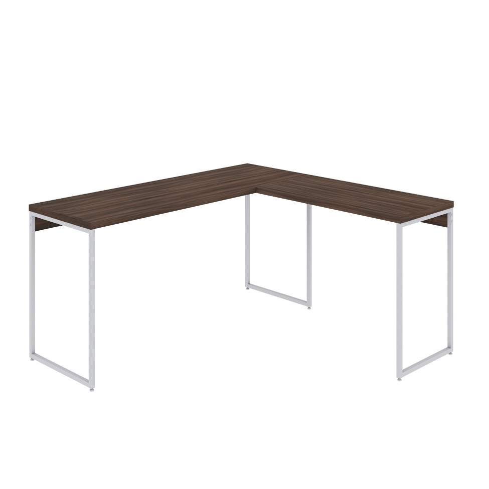 Mesa de Escritório em L Studio Nogal e Branca 150x140 cm