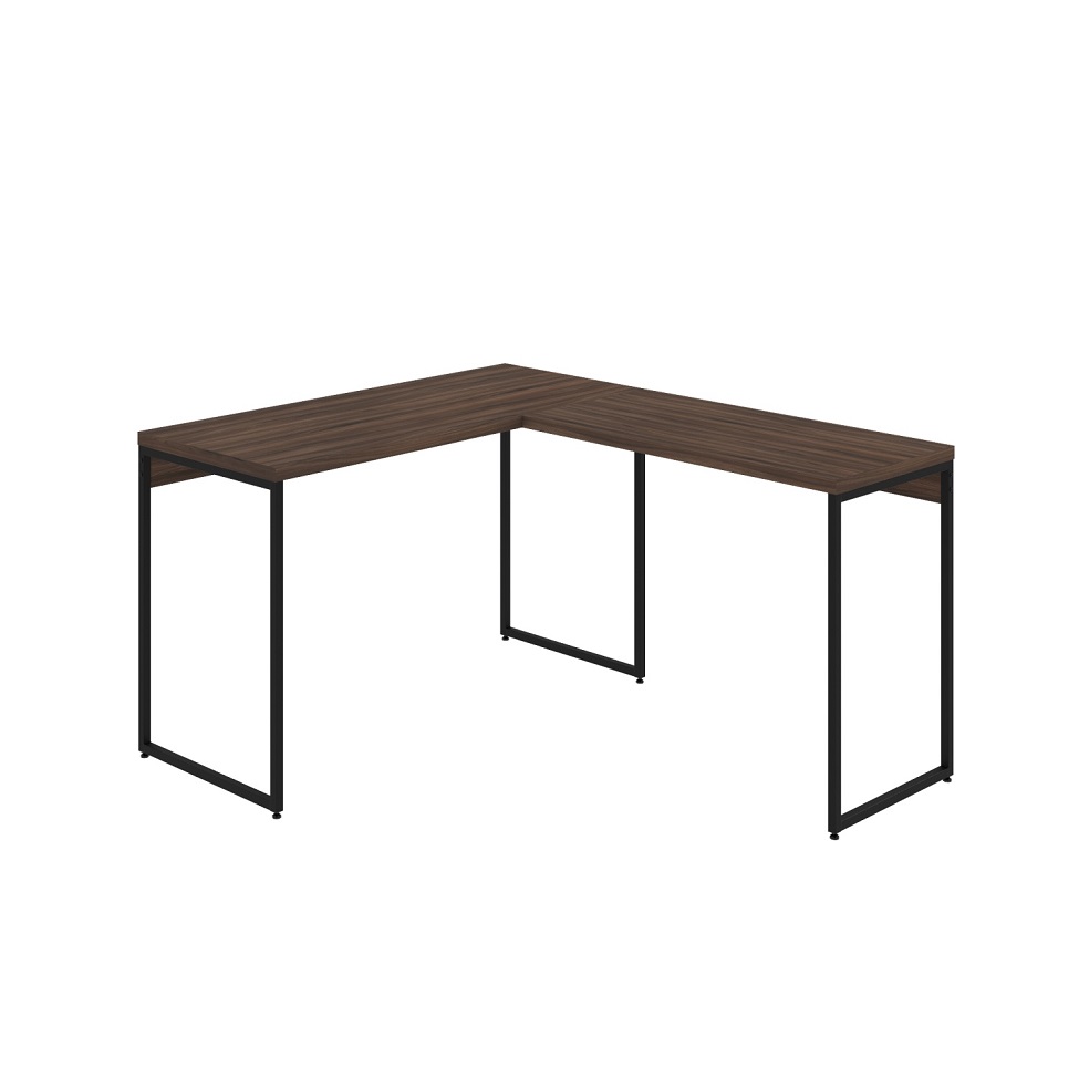 Mesa de Escritório em L Studio Nogal e Preta 120x140 cm