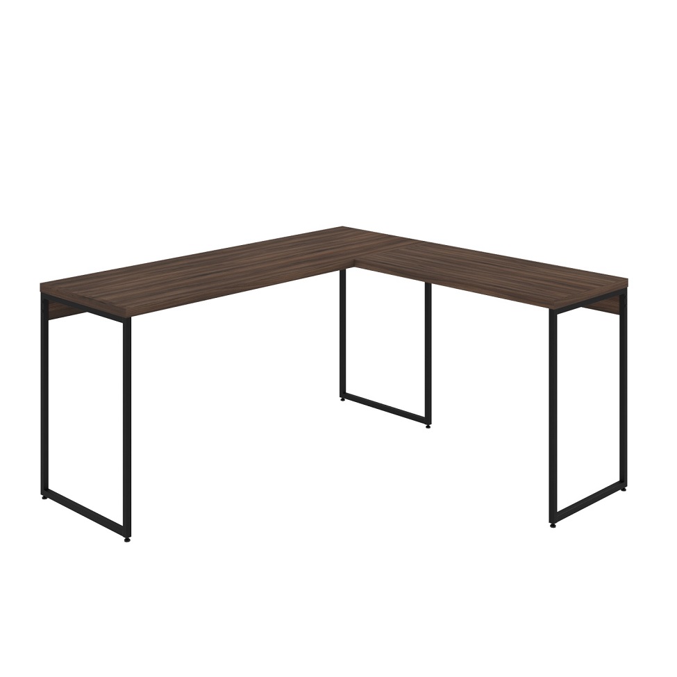 Mesa de Escritório em L Studio Nogal e Preta 150x140 cm