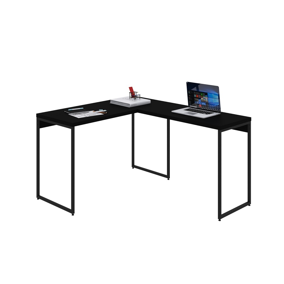 Mesa de Escritório em L Studio Preta 120x140 cm