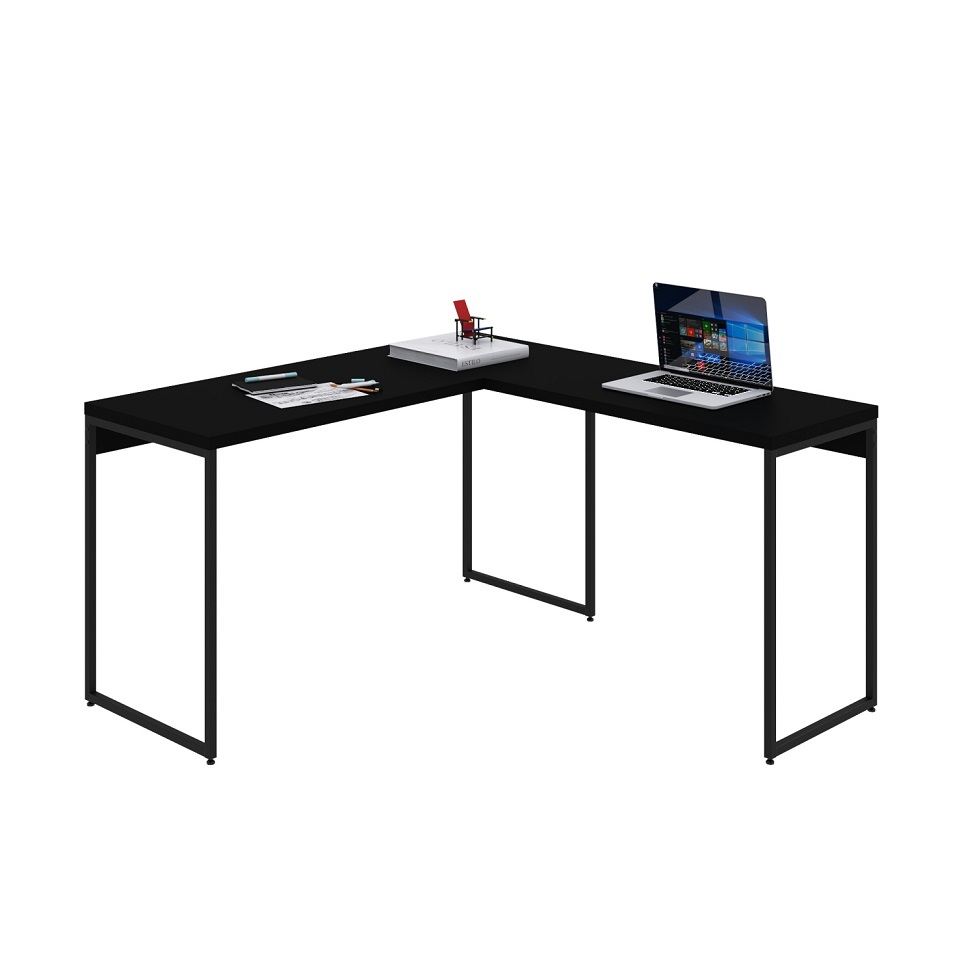 Mesa de Escritório em L Studio Preta 135x140 cm