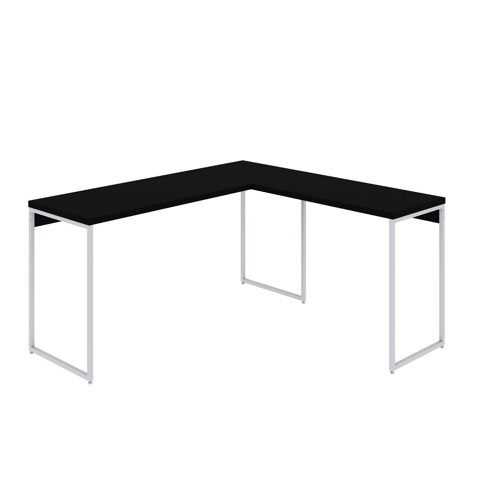 Mesa de Escritório em L Studio Preta e Branca 150x140 cm