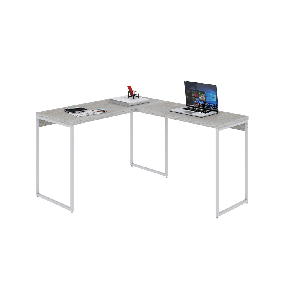 Mesa de Escritório em L Studio Snow e Branca 120x140 cm