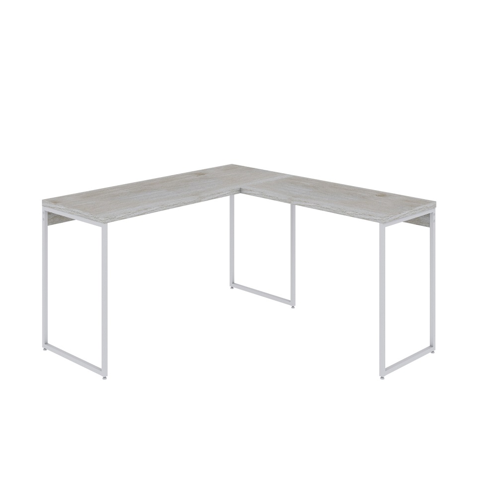 Mesa de Escritório em L Studio Snow e Branca 135x140 cm