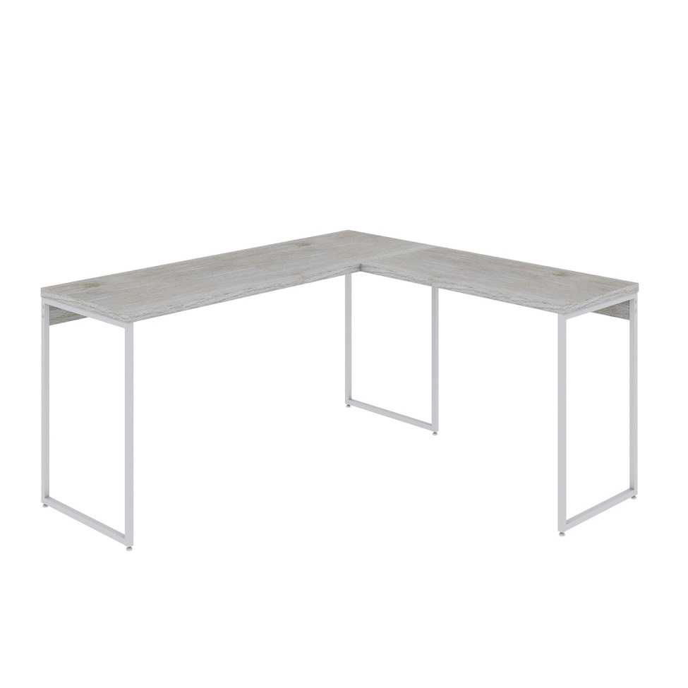 Mesa de Escritório em L Studio Snow e Branca 150x140 cm