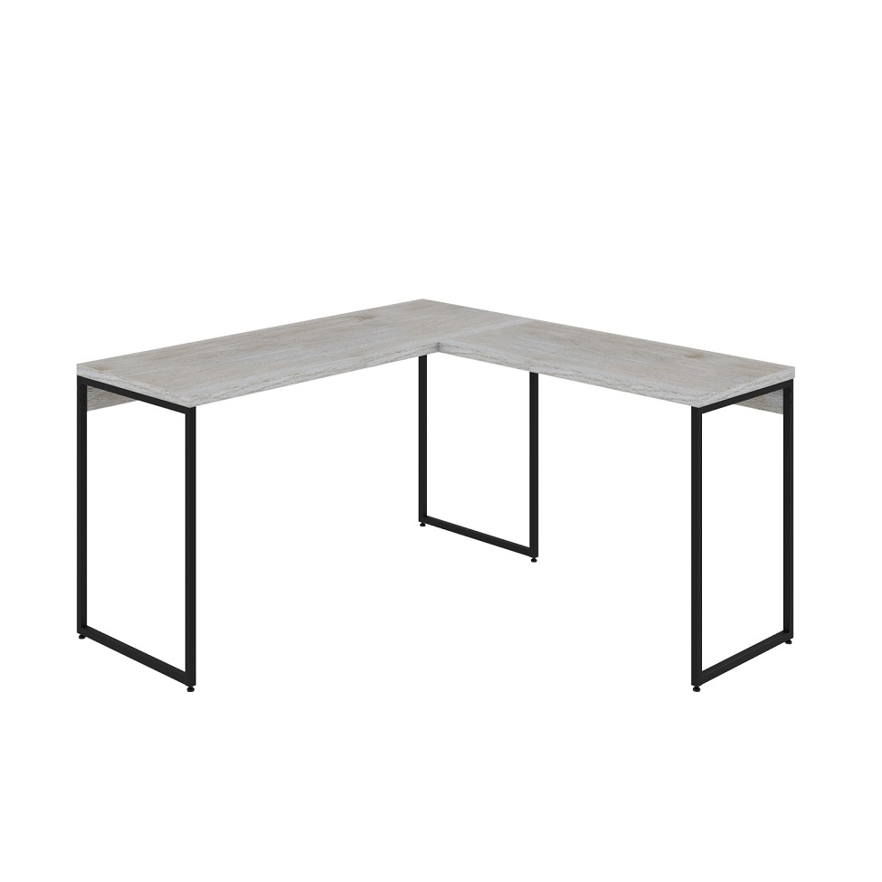 Mesa de Escritório em L Studio Snow e Preta 135x140 cm