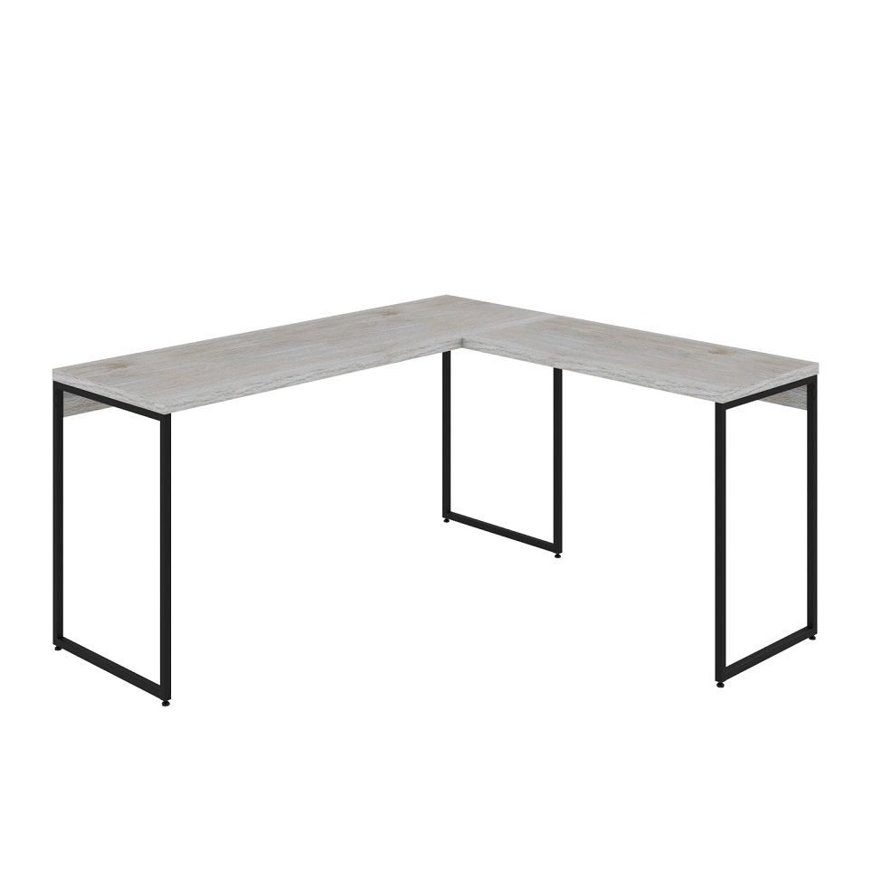 Mesa de Escritório em L Studio Snow e Preta 150x140 cm