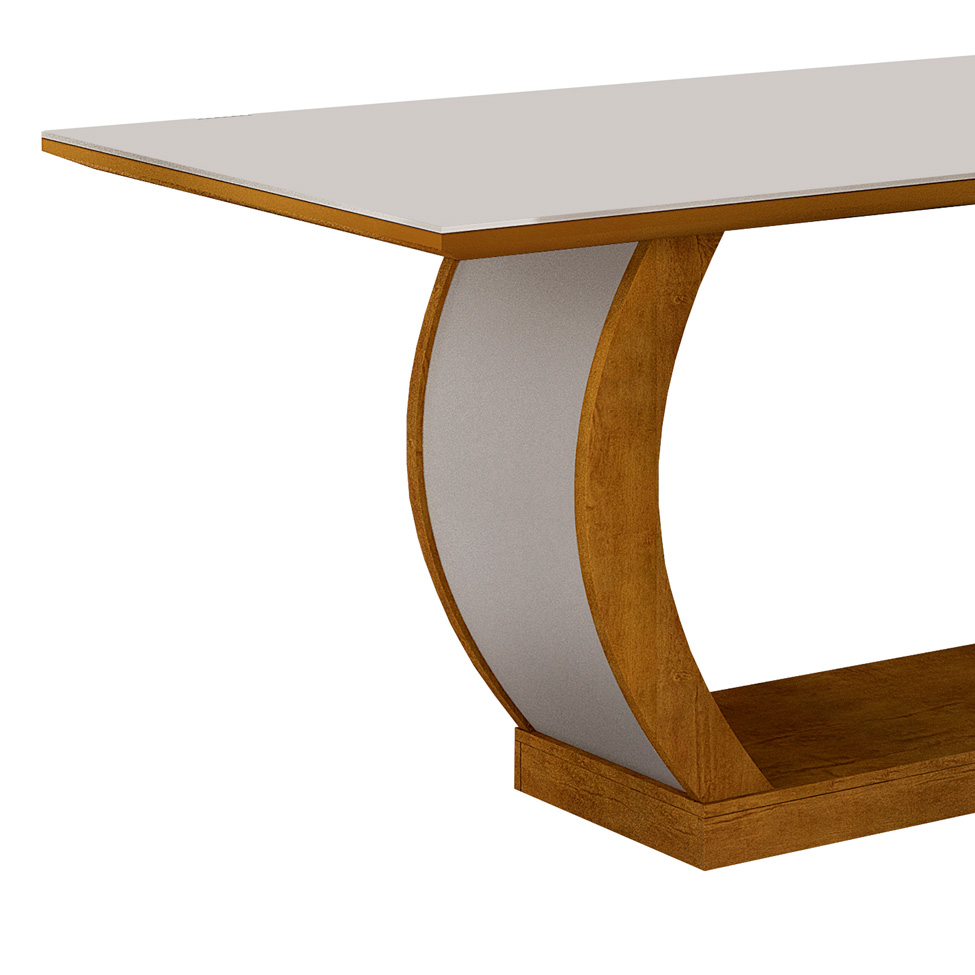 Mesa de Jantar Maia III com Vidro Imbuia e Cinza