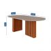 Mesa de Jantar Oval com Tampo de Vidro Ester Cinamomo e Off White 210 cm