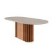 Mesa de Jantar Oval com Tampo de Vidro Julieta Cinamomo e Off White 210 cm