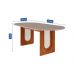 Mesa de Jantar Oval com Tampo de Vidro Valentina Cinamomo e Off White 210 cm