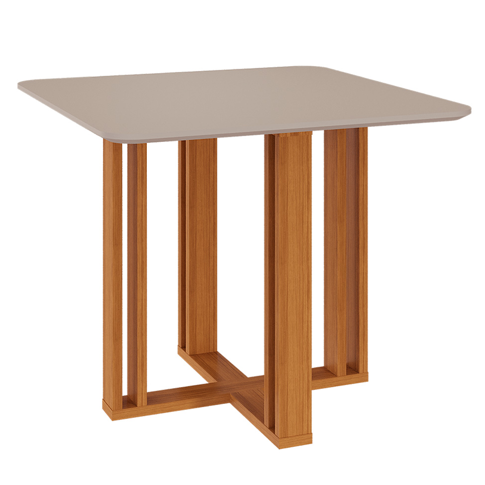 Mesa de Jantar Quadrada Flora Off White e Nature 94 cm