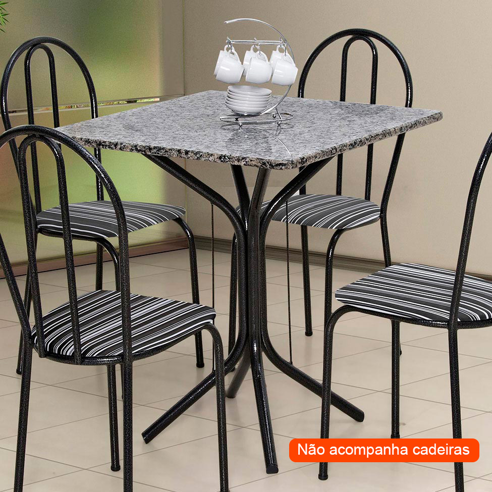 Mesa de Jantar Quadrada Thais Preta 70 cm