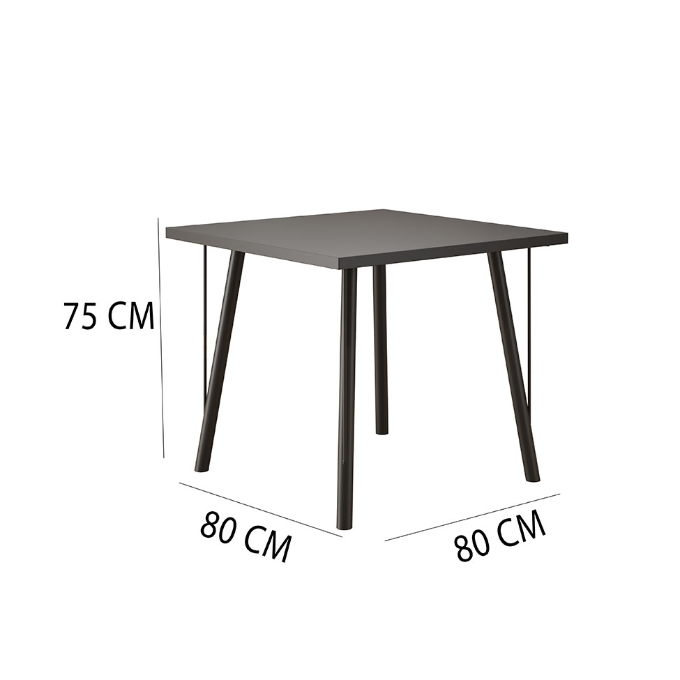 Mesa de Jantar Quadrada Yara Preta 80 cm
