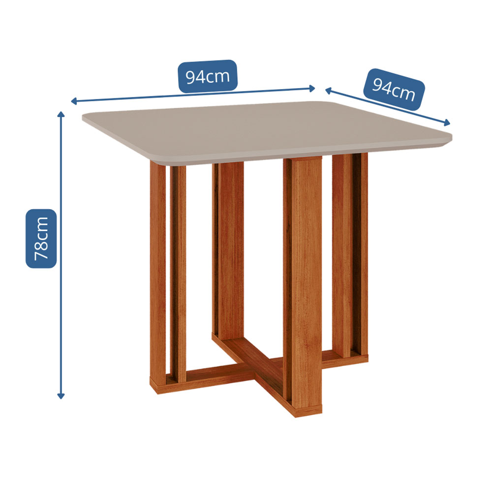 Mesa de Jantar Quadrada com Tampo MDF Flora Cinamomo e Off White 95 cm
