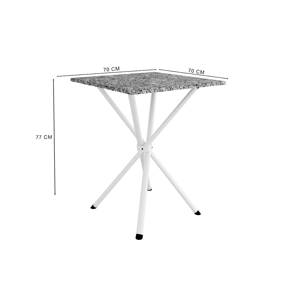 Mesa de Jantar Quadrada com Tampo de Granito Léia Branca 70 cm