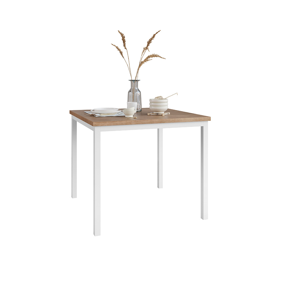 Mesa de Jantar Quadrada com Tampo de MDP Adriana Amadeirado e Branco 90 cm