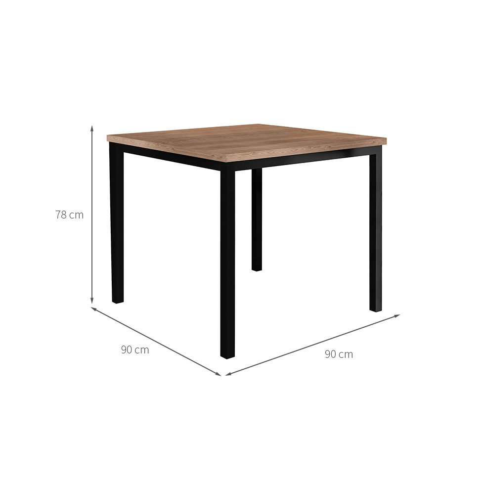 Mesa de Jantar Quadrada com Tampo de MDP Adriana Amadeirado e Preto 90 cm