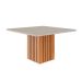 Mesa de Jantar Quadrada com Tampo de Vidro Ana Off White e Cinamomo 130 cm