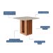 Mesa de Jantar Quadrada com Tampo de Vidro Ariela Off White e Cinamomo 95 cm