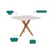 Mesa de Jantar Quadrada com Tampo de Vidro Cacau Off White e Madeira 95 cm