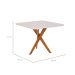 Mesa de Jantar Quadrada com Tampo de Vidro Cacau Off White e Madeira 95 cm