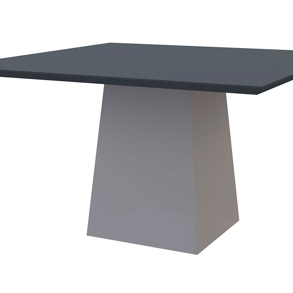 Mesa de Jantar Quadrada com Tampo de Vidro Jasmin Cinza e Off White 135 cm