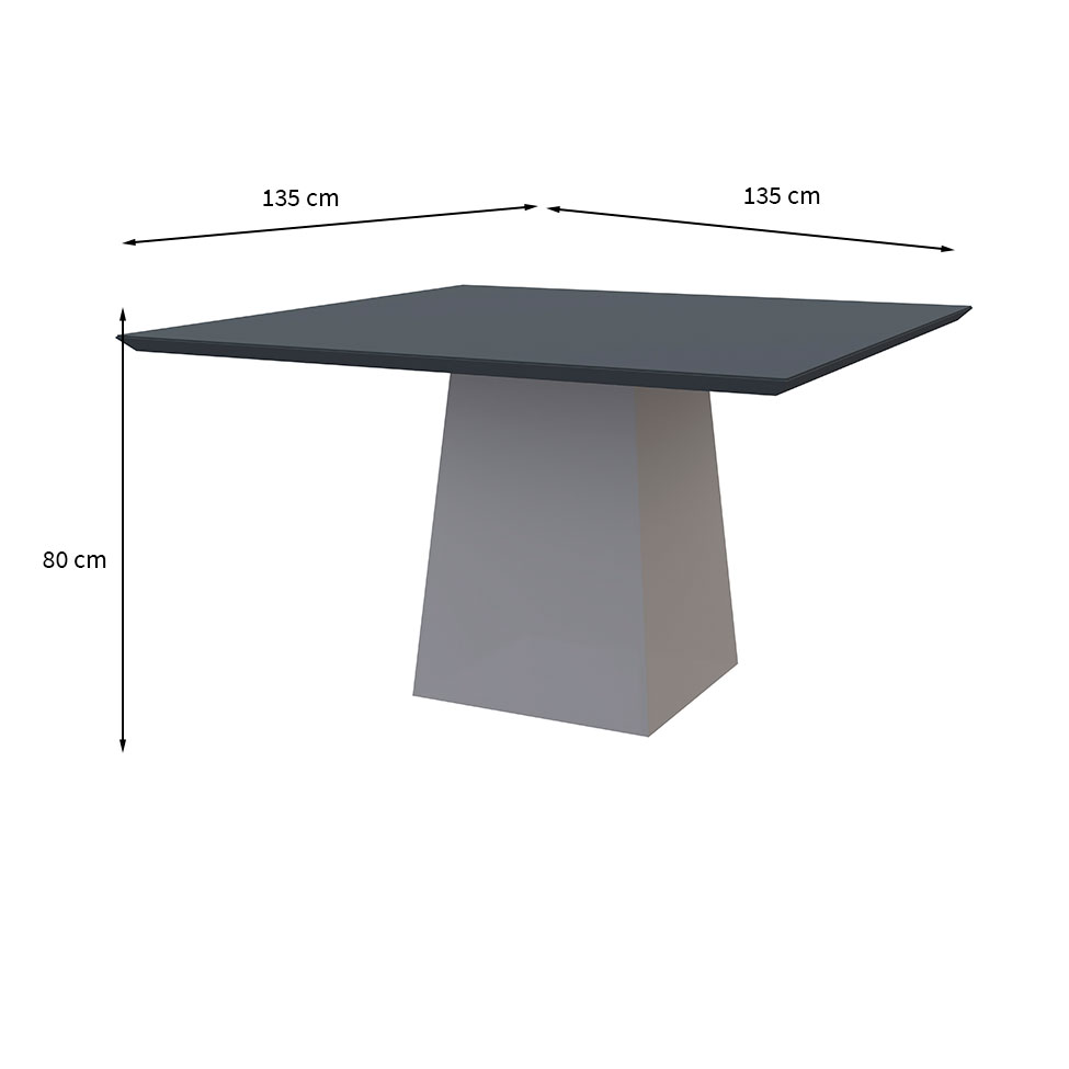 Mesa de Jantar Quadrada com Tampo de Vidro Jasmin Cinza e Off White 135 cm