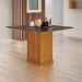 Mesa de Jantar Quadrada com Tampo de Vidro Napoli 100% MDF Chumbo e Freijó 90 cm