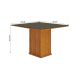 Mesa de Jantar Quadrada com Tampo de Vidro Napoli Chumbo e Freijó 90 cm
