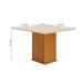 Mesa de Jantar Quadrada com Tampo de Vidro Napoli Off White e Freijó 90 cm