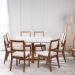 Mesa de Jantar Quadrada com Tampo de Vidro Off White Bennett Natural 135 cm