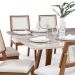 Mesa de Jantar Quadrada com Tampo de Vidro Off White Bennett Natural 135 cm
