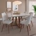 Mesa de Jantar Quadrada com Tampo de Vidro Off White Bennett Natural 135 cm
