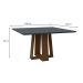 Mesa de Jantar Quadrada com Tampo de Vidro Valencia Cinza e Imbuia 135 cm