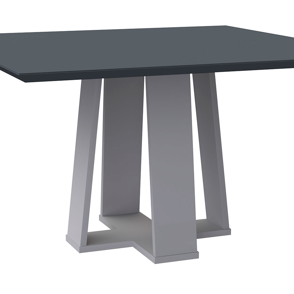 Mesa de Jantar Quadrada com Tampo de Vidro Valencia Cinza e Off White 135 cm