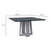 Mesa de Jantar Quadrada com Tampo de Vidro Valencia Cinza e Off White 135 cm