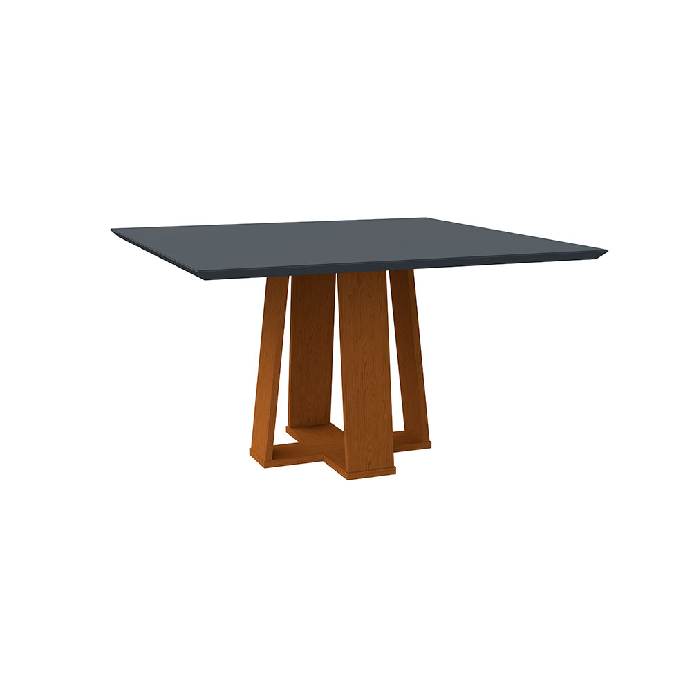 Mesa de Jantar Quadrada com Tampo de Vidro Valencia Cinza e Ype 135 cm
