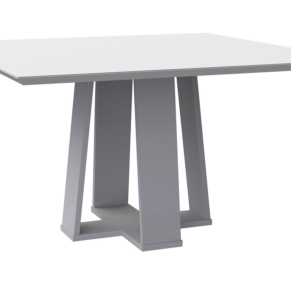Mesa de Jantar Quadrada com Tampo de Vidro Valencia Off White 135 cm