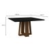 Mesa de Jantar Quadrada com Tampo de Vidro Valencia Preta e Imbuia 135 cm