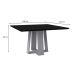 Mesa de Jantar Quadrada com Tampo de Vidro Valencia Preta e Off White 135 cm