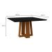 Mesa de Jantar Quadrada com Tampo de Vidro Valencia Preta e Ype 135 cm