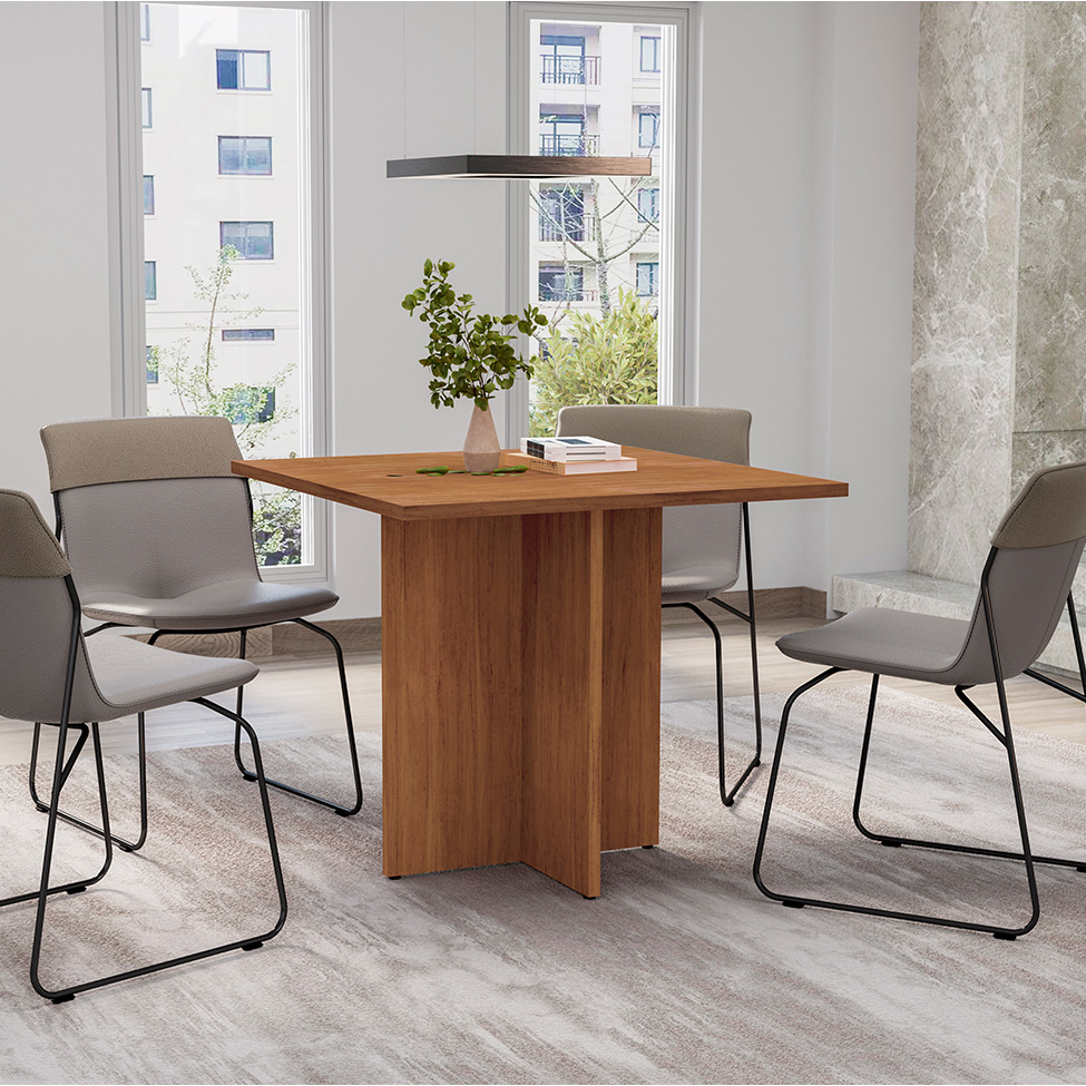 Mesa de Jantar Quadrada com Tampo em MDF Paris Cedro 90 cm