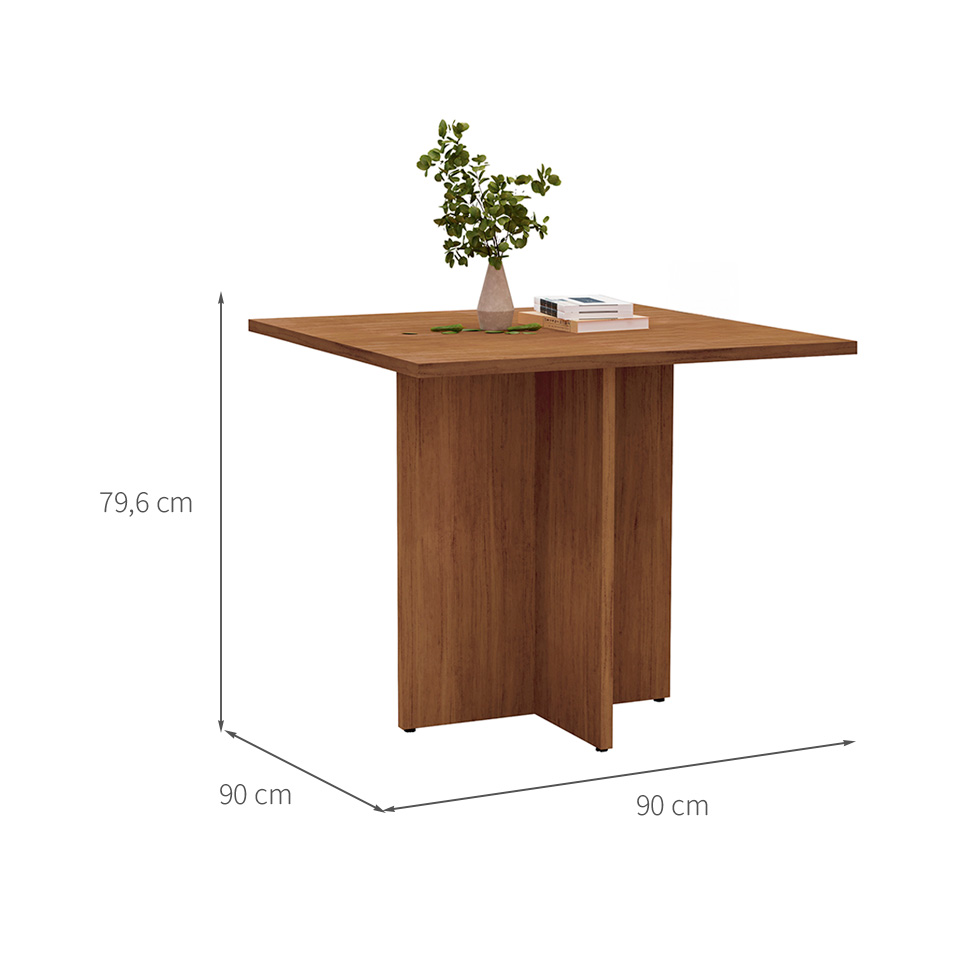 Mesa de Jantar Quadrada com Tampo em MDF Paris Cedro 90 cm