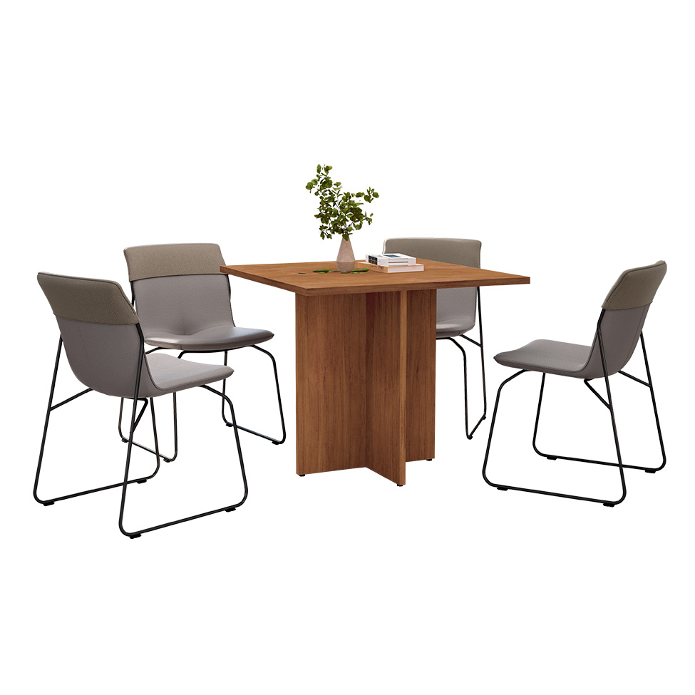 Mesa de Jantar Quadrada com Tampo em MDF Paris Cedro 90 cm