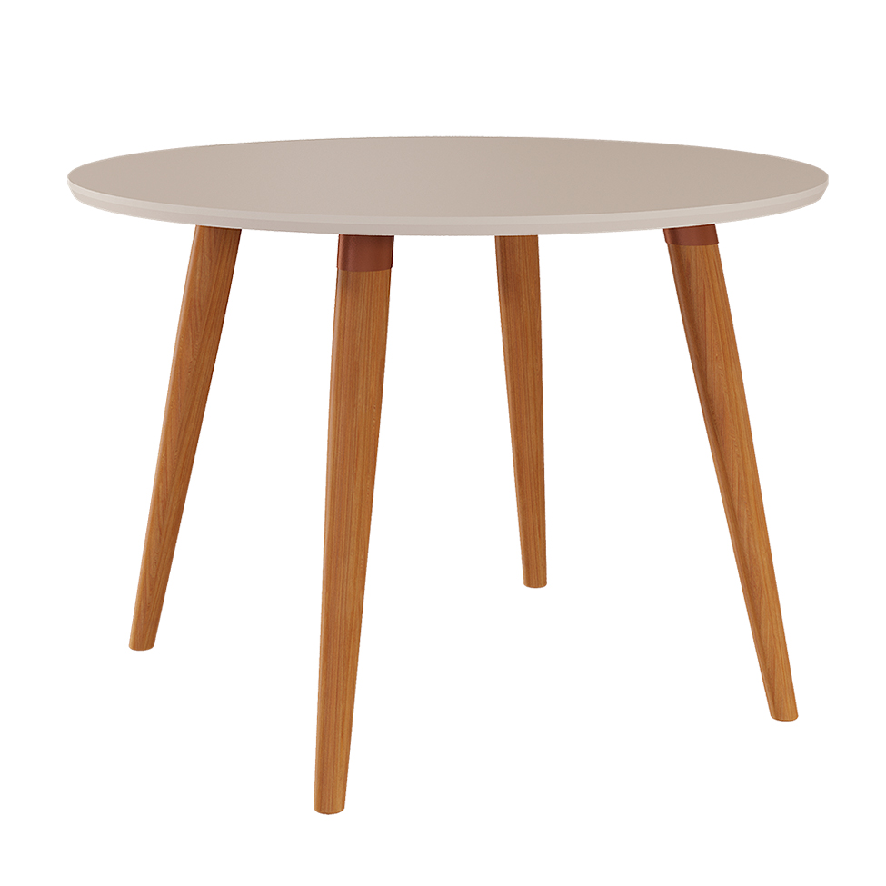 Mesa de Jantar Redonda Dani Madeira e Off White