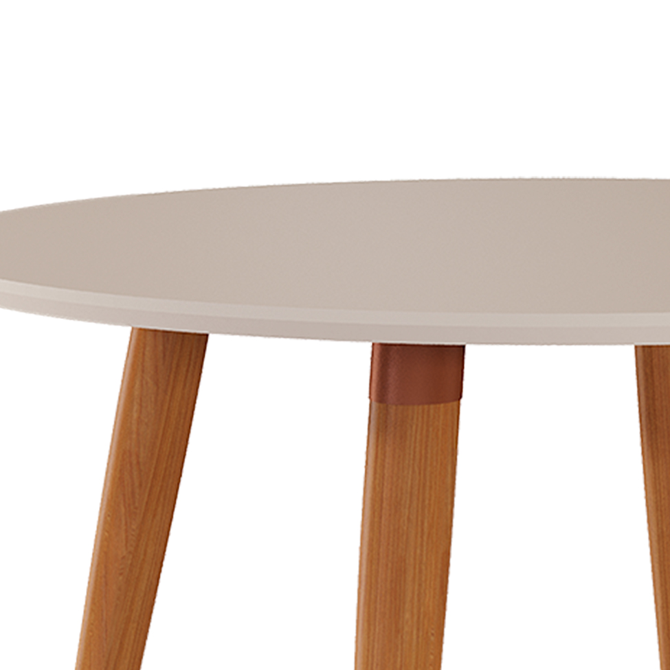 Mesa de Jantar Redonda Dani Madeira e Off White